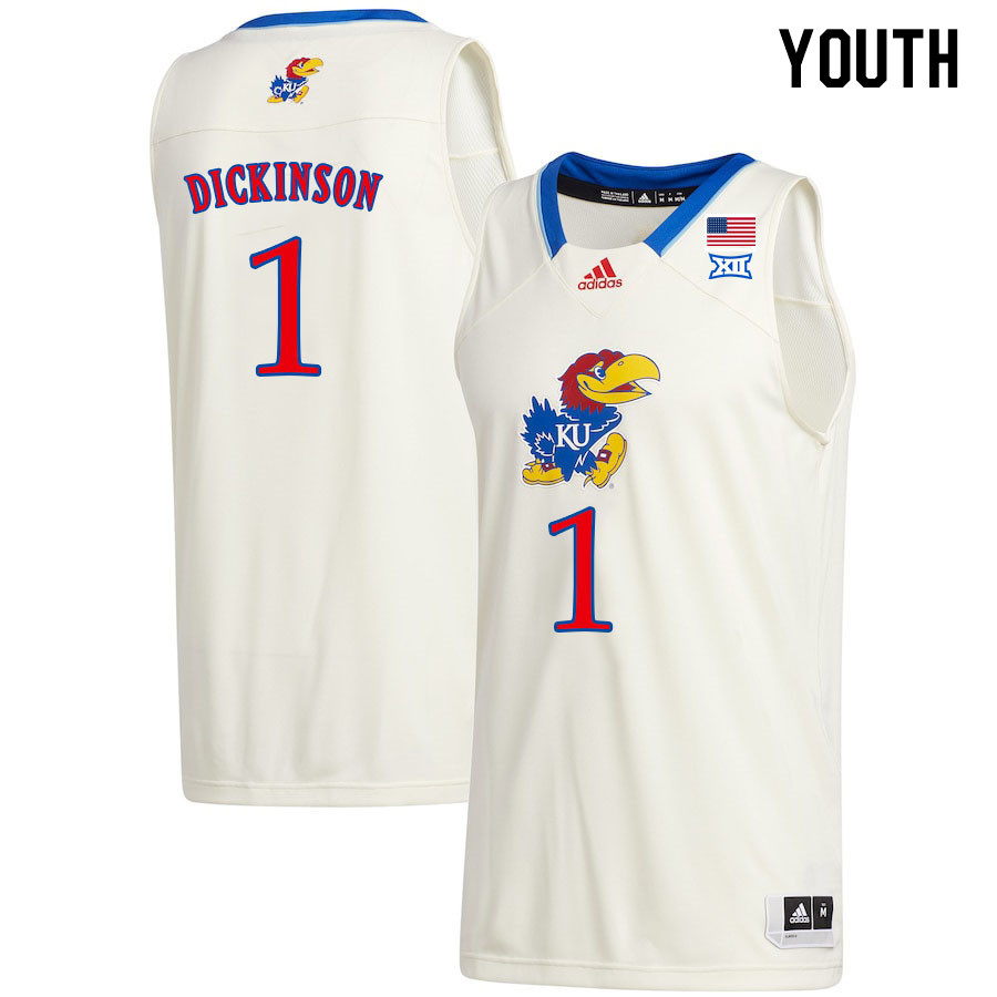 Youth #1 Hunter Dickinson Kansas Jayhawks College Basketball Jerseys Stitched Sale-Cream